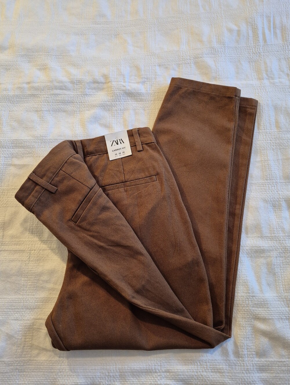 Zara women's size 29 brown pleat front soft-brushed twill pants, NWT
